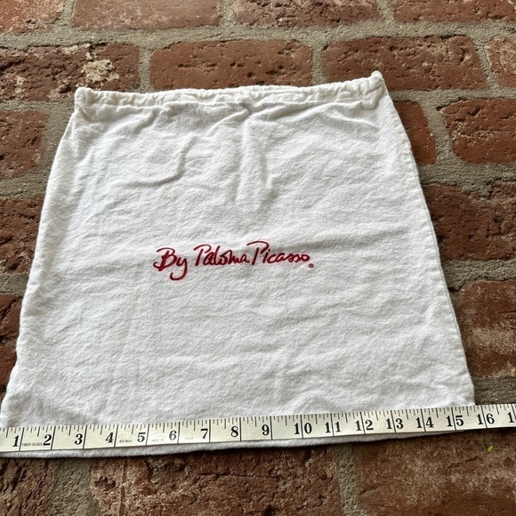 Vintage Paloma Picasso white & red drawstring cotton purse handbag dust Bag - Picture 3 of 11